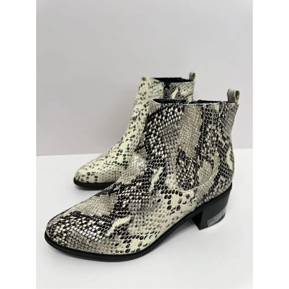 Blondo Ankle Booties Size 7 Snakeskin Embossed Leather Waterproof Block Heel NEW